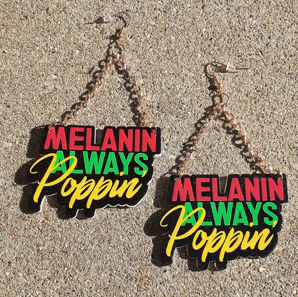 Afrocentric Statement wooden Earrings - Picture 1 of 2